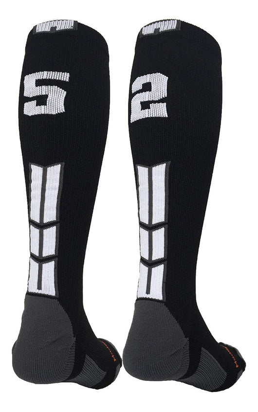 MadSportsStuff socks #52 / Medium Player Id Jersey Number Socks Over the Calf Length Black White