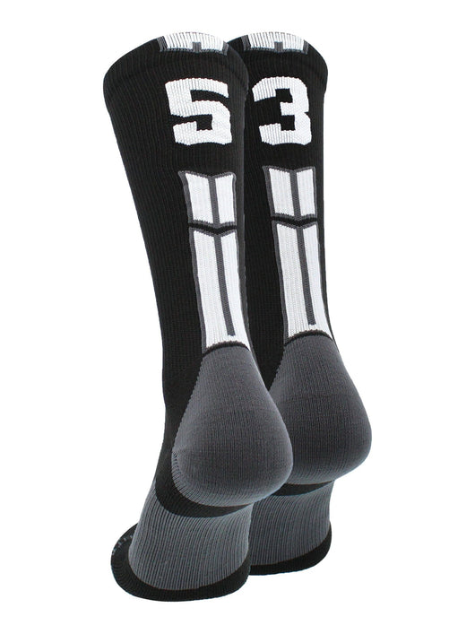 MadSportsStuff socks #53 / Medium Player Id Jersey Number Socks Crew Length Black White