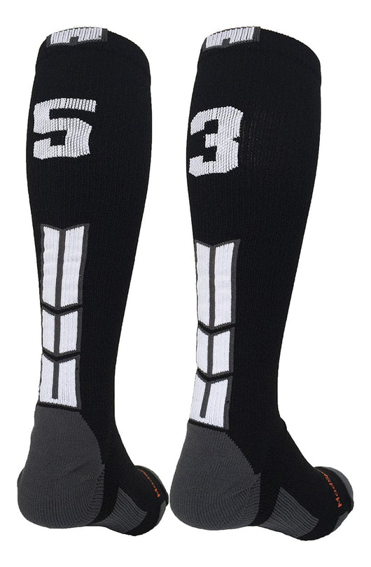 MadSportsStuff socks #53 / Medium Player Id Jersey Number Socks Over the Calf Length Black White