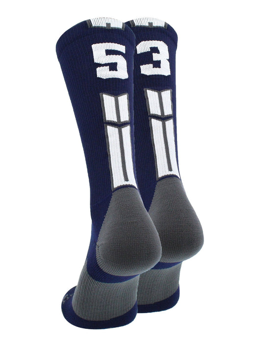 MadSportsStuff socks #53 / Small Player Id Jersey Number Socks Crew Length Navy White