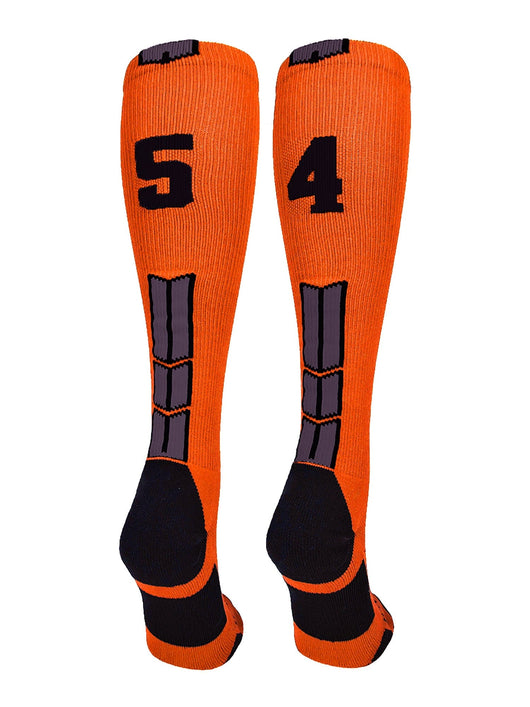 MadSportsStuff socks #54 / Large Player Id Jersey Number Socks Over the Calf Length Orange Black