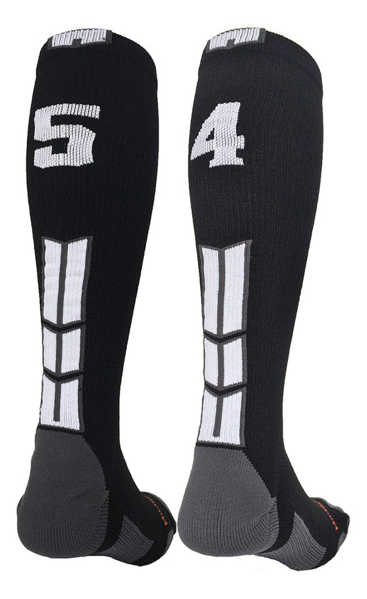 MadSportsStuff socks #54 / Medium Player Id Jersey Number Socks Over the Calf Length Black White