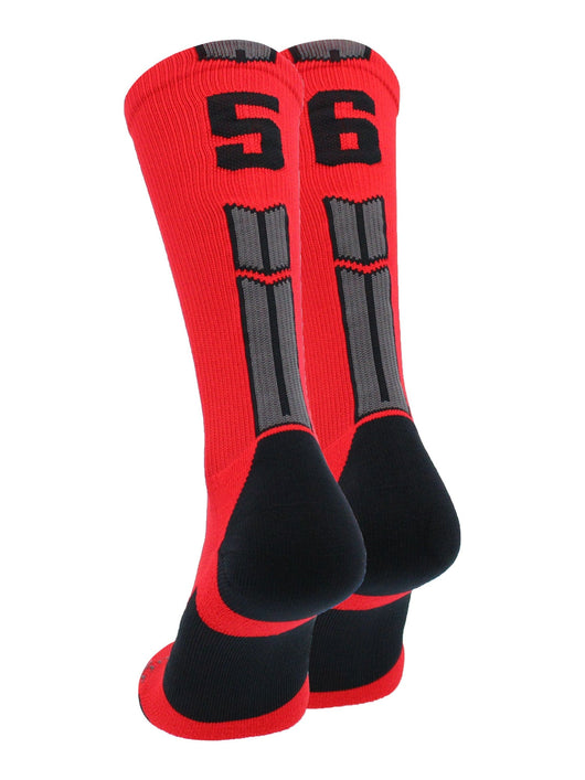 MadSportsStuff socks #56 / Large Player Id Jersey Number Socks Crew Length Red Black