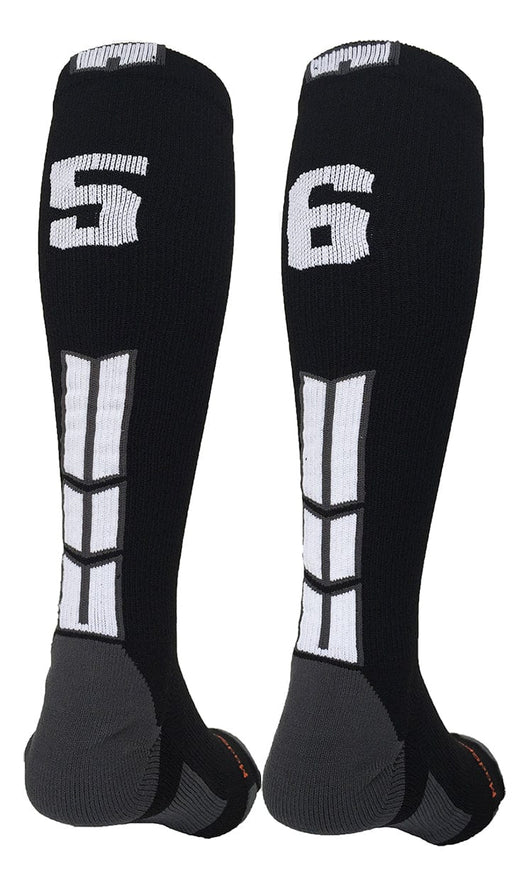 MadSportsStuff socks #56 / Medium Player Id Jersey Number Socks Over the Calf Length Black White