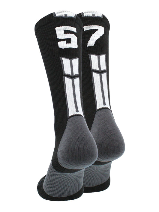 MadSportsStuff socks #57 / Medium Player Id Jersey Number Socks Crew Length Black White