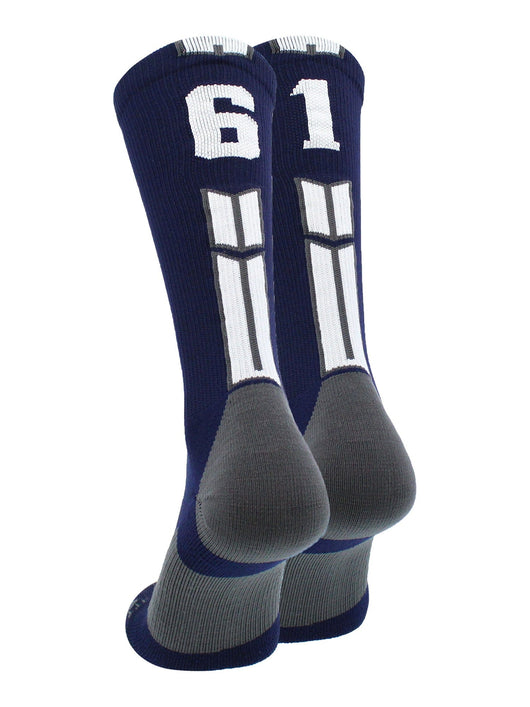 MadSportsStuff socks #61 / Small Player Id Jersey Number Socks Crew Length Navy White