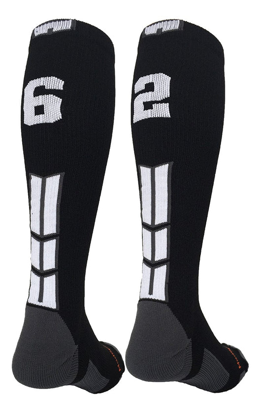 MadSportsStuff socks #62 / Medium Player Id Jersey Number Socks Over the Calf Length Black White