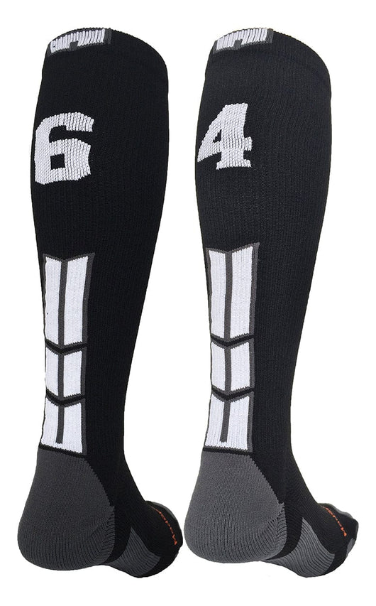MadSportsStuff socks #64 / Medium Player Id Jersey Number Socks Over the Calf Length Black White