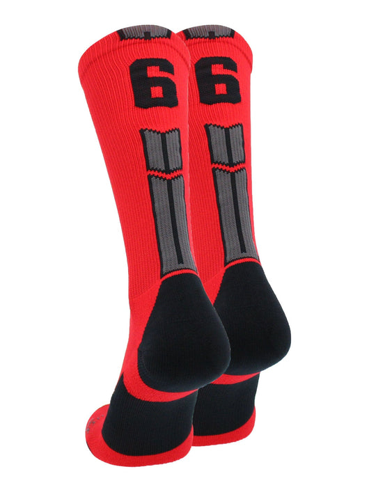 MadSportsStuff socks #66 / Large Player Id Jersey Number Socks Crew Length Red Black