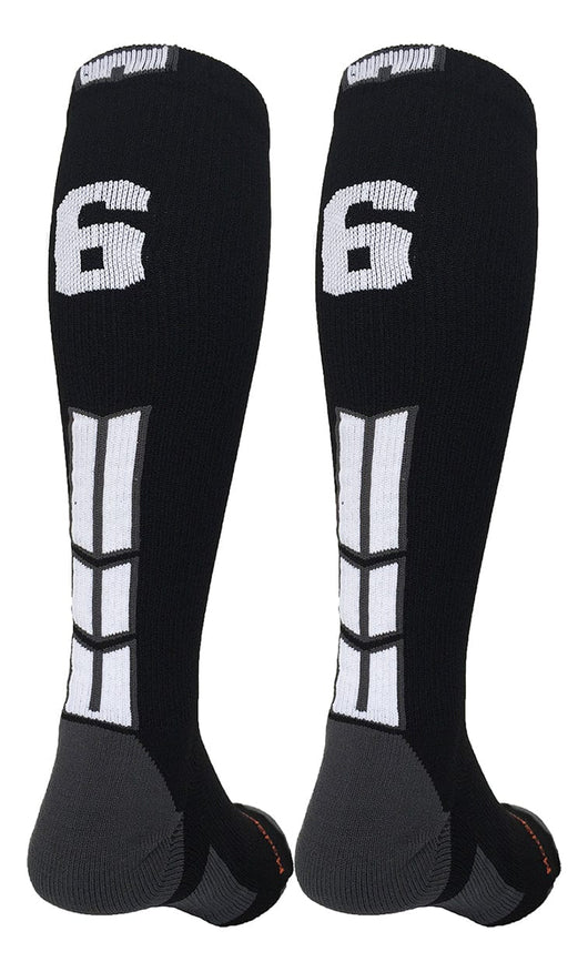 MadSportsStuff socks #66 / Medium Player Id Jersey Number Socks Over the Calf Length Black White