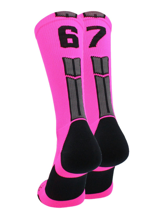 MadSportsStuff socks #67 / Medium Player Id Jersey Number Socks Crew Length Neon Pink Black