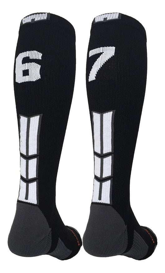 MadSportsStuff socks #67 / Medium Player Id Jersey Number Socks Over the Calf Length Black White
