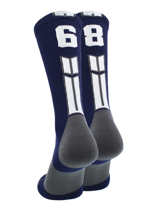 MadSportsStuff socks #68 / Small Player Id Jersey Number Socks Crew Length Navy White