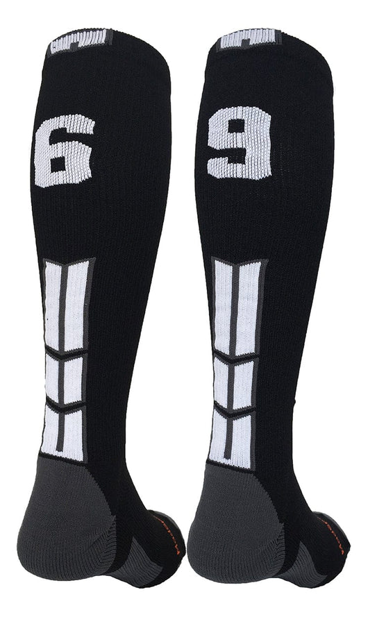 MadSportsStuff socks #69 / Medium Player Id Jersey Number Socks Over the Calf Length Black White