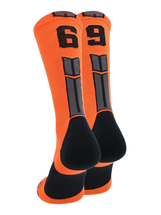 MadSportsStuff socks #69 / Small Player Id Jersey Number Socks Crew Length Orange Black