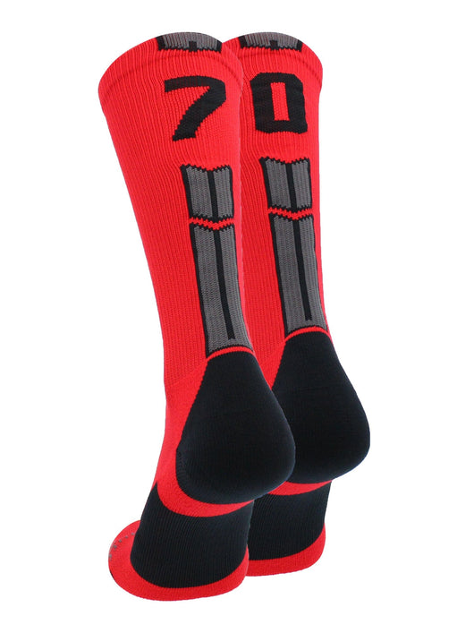 MadSportsStuff socks #70 / Large Player Id Jersey Number Socks Crew Length Red Black