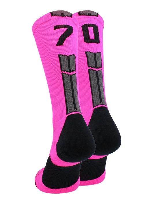 MadSportsStuff socks #70 / Medium Player Id Jersey Number Socks Crew Length Neon Pink Black