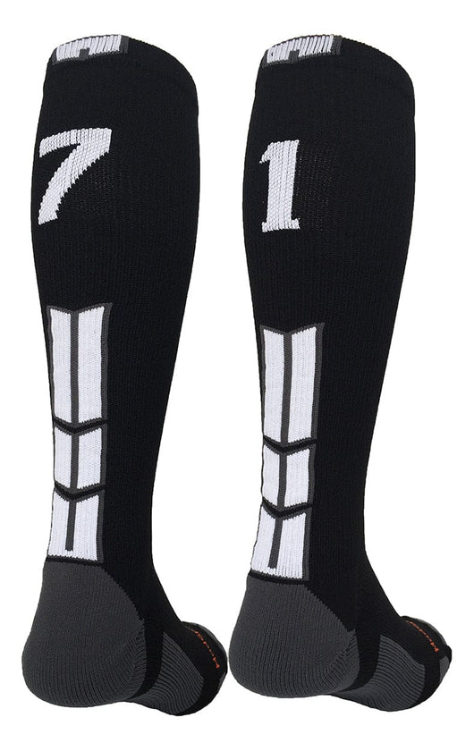 MadSportsStuff socks #71 / Medium Player Id Jersey Number Socks Over the Calf Length Black White