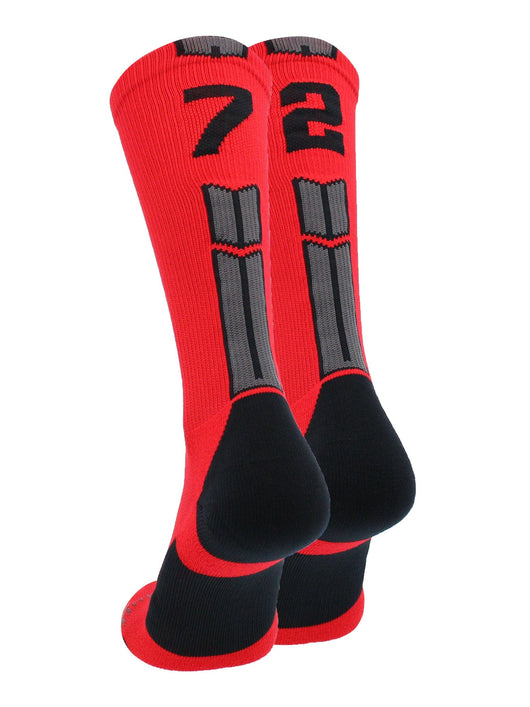 MadSportsStuff socks #72 / Large Player Id Jersey Number Socks Crew Length Red Black