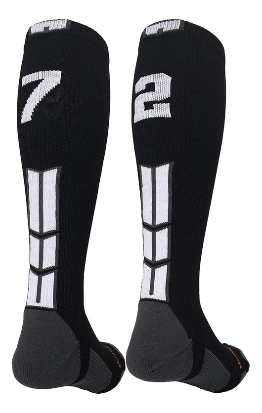 MadSportsStuff socks #72 / Medium Player Id Jersey Number Socks Over the Calf Length Black White