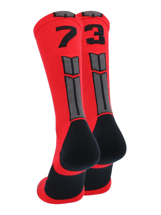 MadSportsStuff socks #73 / Large Player Id Jersey Number Socks Crew Length Red Black
