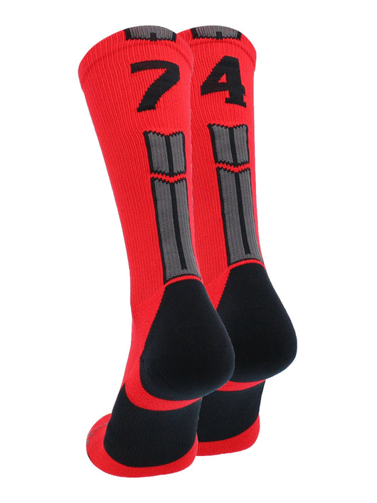 MadSportsStuff socks #74 / Large Player Id Jersey Number Socks Crew Length Red Black