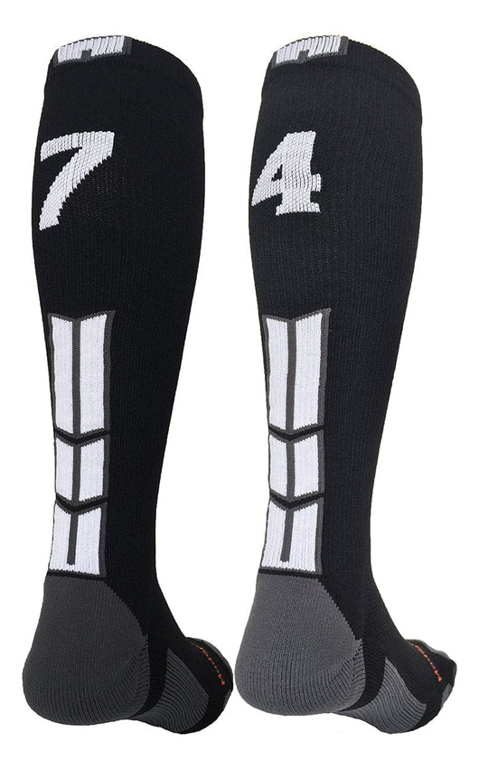 MadSportsStuff socks #74 / Medium Player Id Jersey Number Socks Over the Calf Length Black White