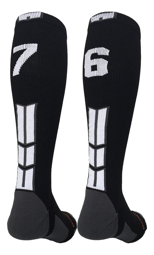 MadSportsStuff socks #76 / Medium Player Id Jersey Number Socks Over the Calf Length Black White