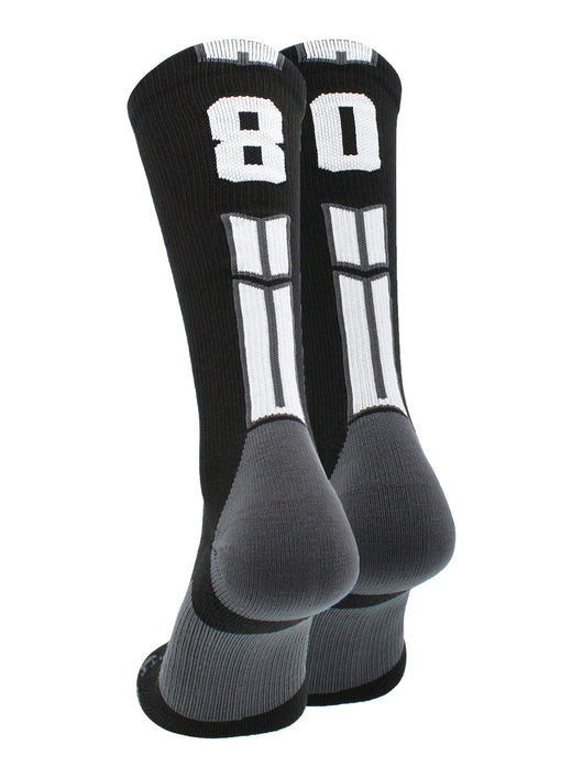 MadSportsStuff socks #80 / Medium Player Id Jersey Number Socks Crew Length Black White