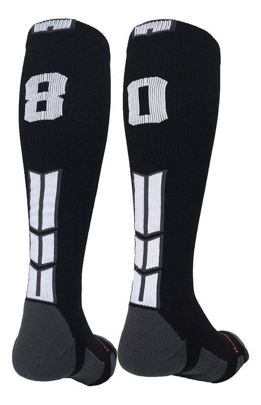 MadSportsStuff socks #80 / Medium Player Id Jersey Number Socks Over the Calf Length Black White