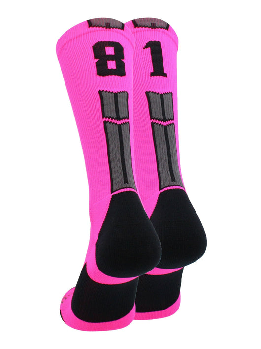 MadSportsStuff socks #81 / Medium Player Id Jersey Number Socks Crew Length Neon Pink Black