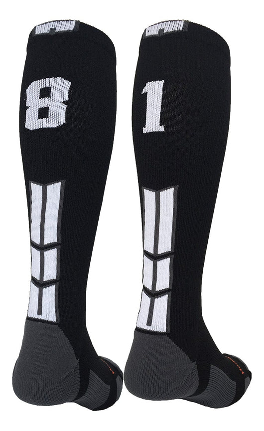 MadSportsStuff socks #81 / Medium Player Id Jersey Number Socks Over the Calf Length Black White
