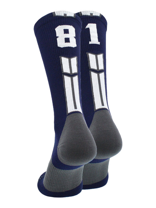 MadSportsStuff socks #81 / Small Player Id Jersey Number Socks Crew Length Navy White