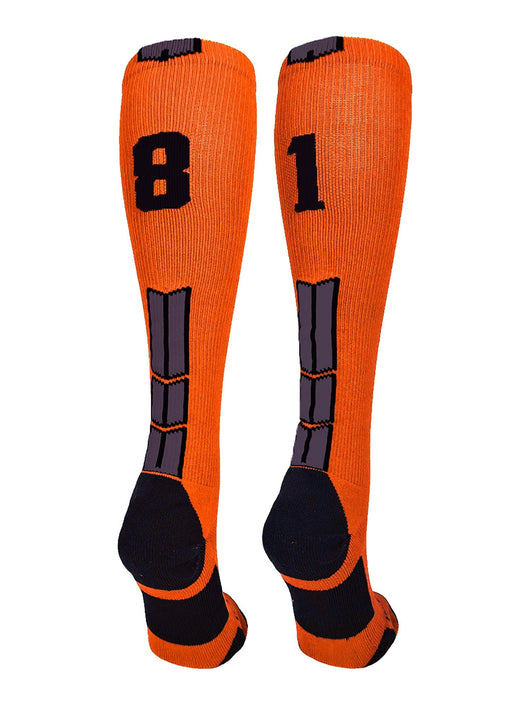 MadSportsStuff socks #81 / Small Player Id Jersey Number Socks Over the Calf Length Orange Black