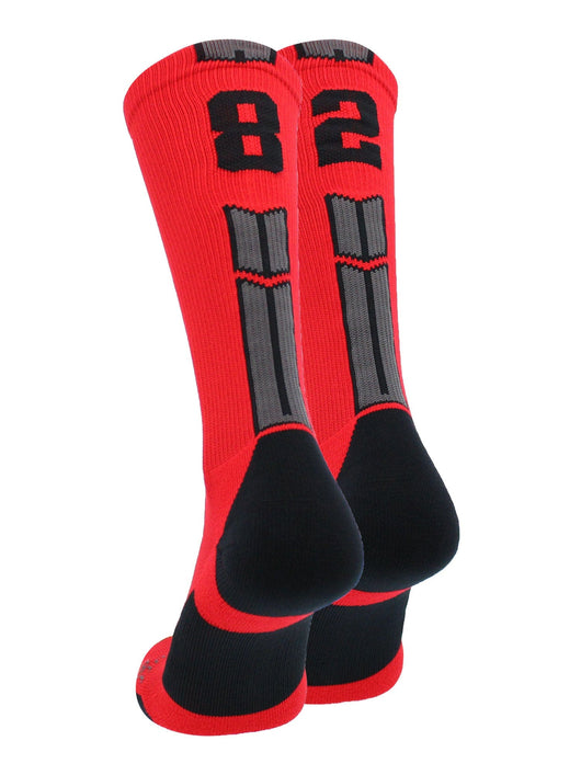 MadSportsStuff socks #82 / Large Player Id Jersey Number Socks Crew Length Red Black