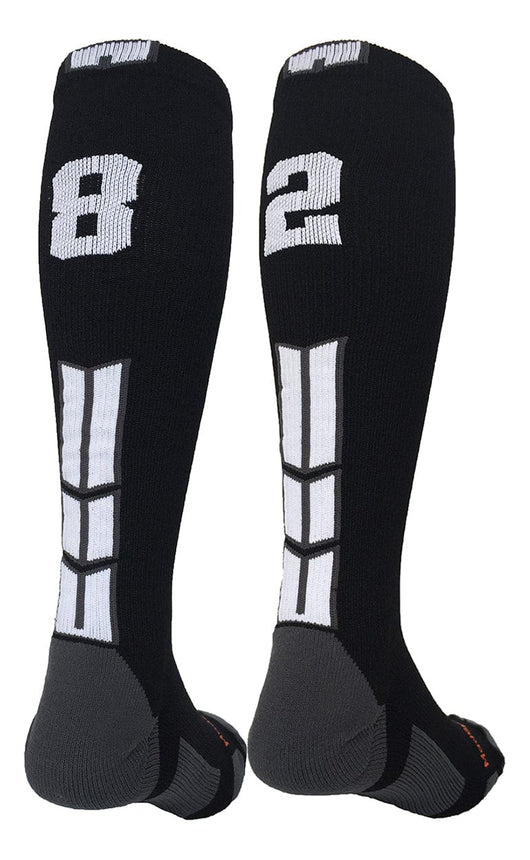MadSportsStuff socks #82 / Medium Player Id Jersey Number Socks Over the Calf Length Black White