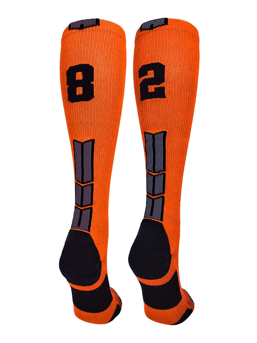 MadSportsStuff socks #82 / Small Player Id Jersey Number Socks Over the Calf Length Orange Black