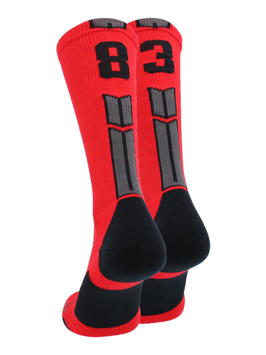 MadSportsStuff socks #83 / Large Player Id Jersey Number Socks Crew Length Red Black