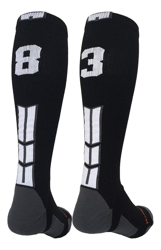 MadSportsStuff socks #83 / Medium Player Id Jersey Number Socks Over the Calf Length Black White