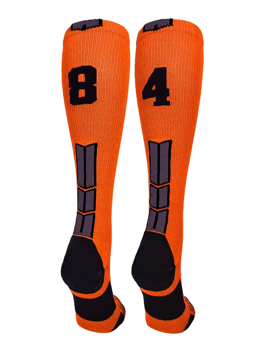 MadSportsStuff socks #84 / Large Player Id Jersey Number Socks Over the Calf Length Orange Black