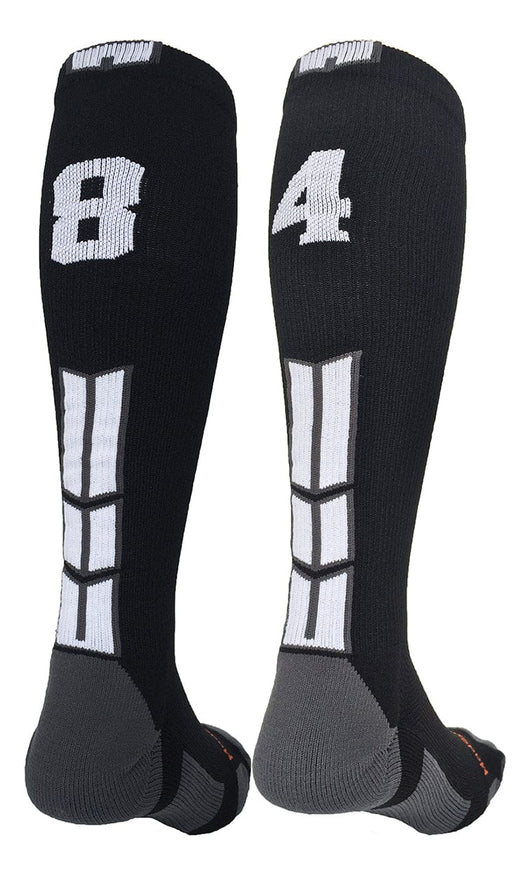 MadSportsStuff socks #84 / Medium Player Id Jersey Number Socks Over the Calf Length Black White