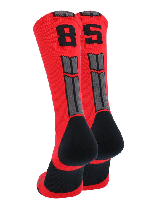 MadSportsStuff socks #85 / Large Player Id Jersey Number Socks Crew Length Red Black