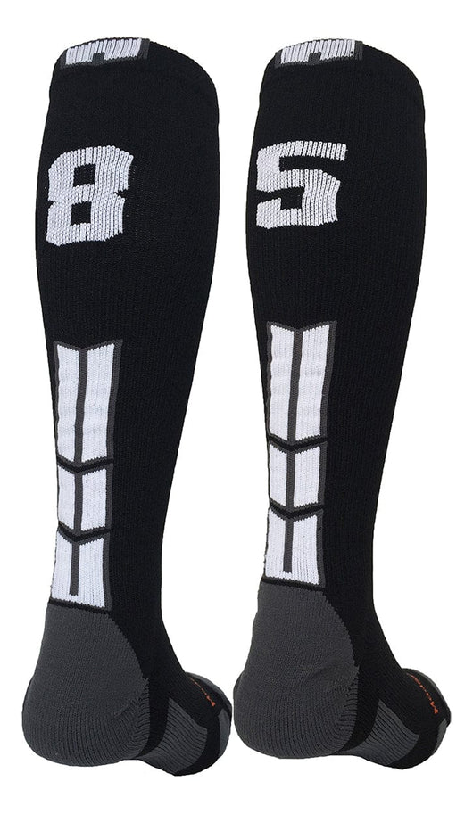 MadSportsStuff socks #85 / Medium Player Id Jersey Number Socks Over the Calf Length Black White