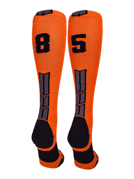 MadSportsStuff socks #85 / Small Player Id Jersey Number Socks Over the Calf Length Orange Black