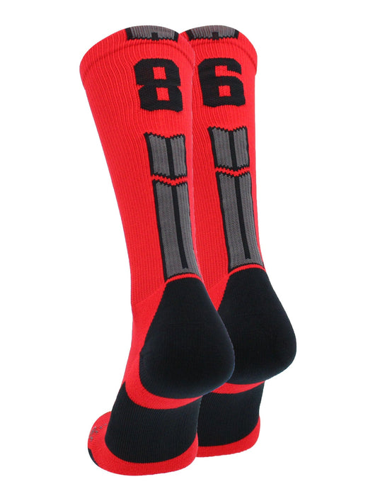 MadSportsStuff socks #86 / Large Player Id Jersey Number Socks Crew Length Red Black