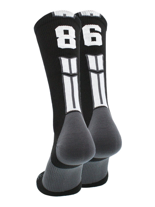 MadSportsStuff socks #86 / Medium Player Id Jersey Number Socks Crew Length Black White