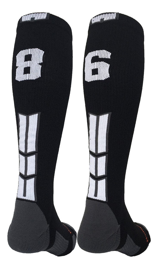 MadSportsStuff socks #86 / Medium Player Id Jersey Number Socks Over the Calf Length Black White