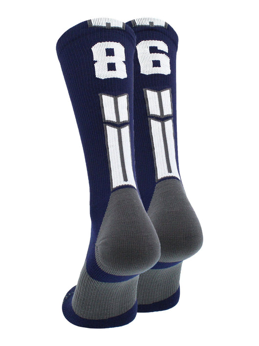 MadSportsStuff socks #86 / Small Player Id Jersey Number Socks Crew Length Navy White