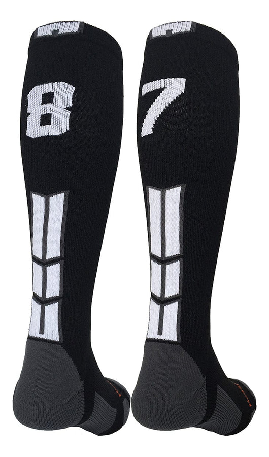 MadSportsStuff socks #87 / Medium Player Id Jersey Number Socks Over the Calf Length Black White