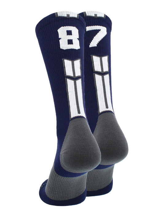 MadSportsStuff socks #87 / Small Player Id Jersey Number Socks Crew Length Navy White